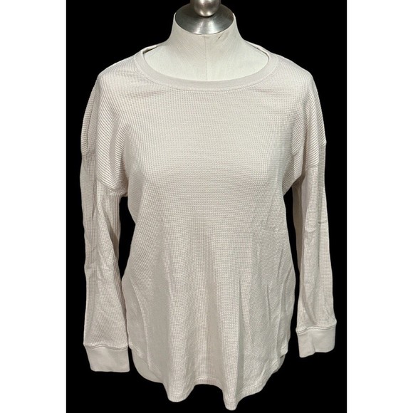 Abercrombie & Fitch Soft A&F Cozy‎ Tan Waffle Knit Thermal Tunic Sz L EUC - Picture 1 of 4